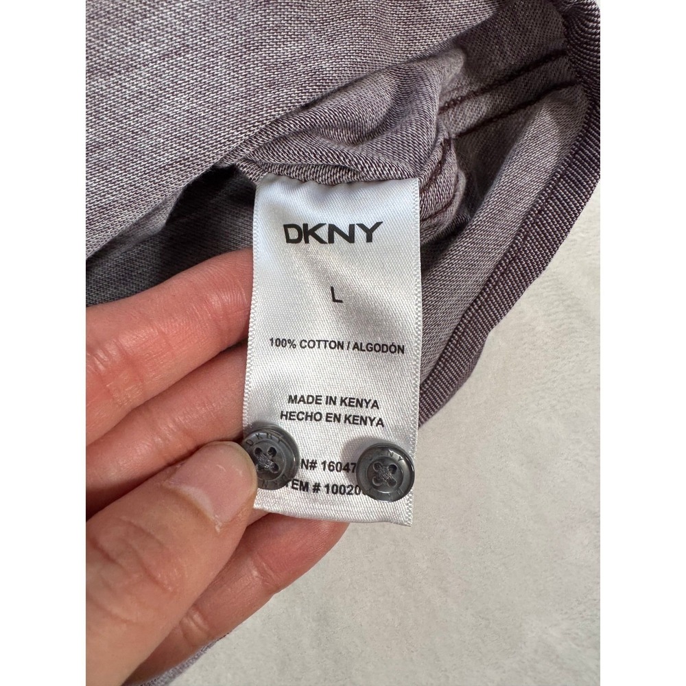 DKNY Men's Purple Long Sleeve Button Up Shirt Cotton Knit Size Large Regular Fit - Picture 8 of 8